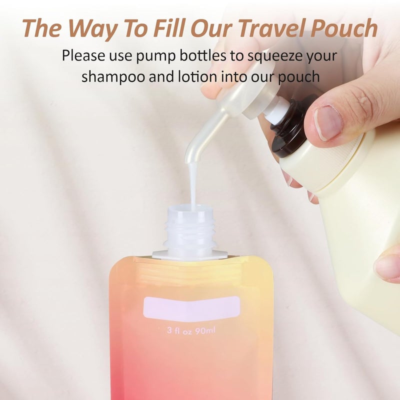 Packism Travel Pouches for Toiletries - 12 Pack Leak Proof 3oz TSA Approved Travel Size Containers, Stand Up, Slim & Lightweight Design, Take up Less Space, Pack More Liquids - Image 5